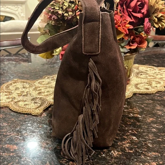 Haute Hippie Dark Brown Suede Fringe Shoulder Bag - Picture 13 of 17